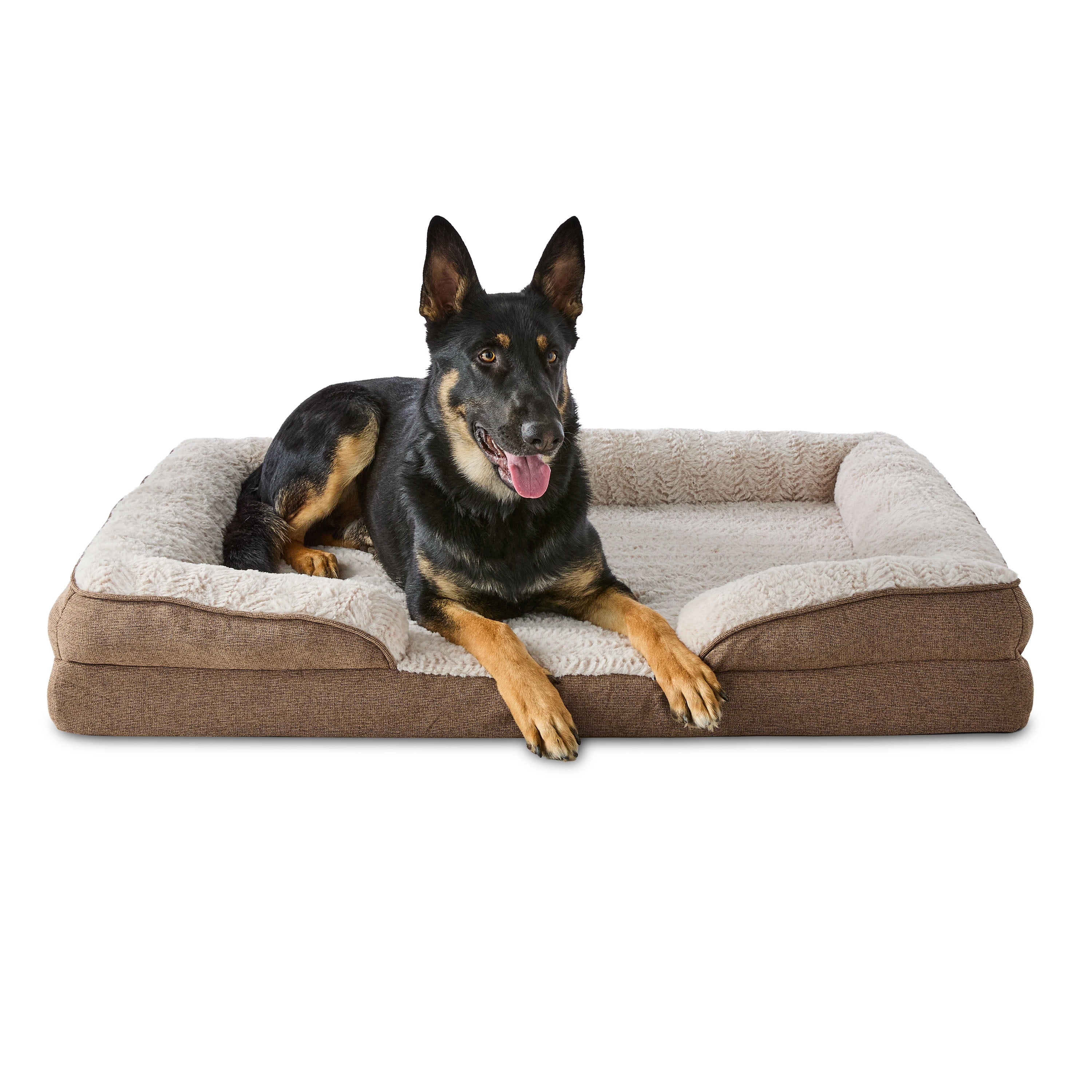 Vibrant Life Extra Large Orthopedic Bolster Dog Bed, Tan, 35" x 48"