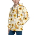 thumbnail image 2 of Kll Unisex Kids Boys Girls Hooded Pocket Pullover Hoodies-Shiba Inu Dog And Sunflower, 2 of 9