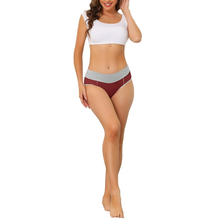 Agnes Orinda Women's Plus Size Panty High Rise Seamless Brief Laser Cut  Underwear Mid Red 1X
