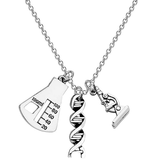 Collar con microscopio, colgante creativo, cadena para el cuello, regalo para el Día del Maestro