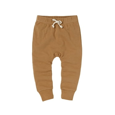 Likimi Children Boys Pants Solid Color Drawstring Elastic Waist Sweatpants Soft Comfortable Trousers Khaki Size 12-18 Months