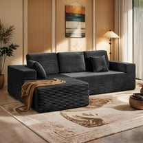 PARKWELL 108" Oversized Modular Sectional Sofa – Modern L-Shaped Upholstered Cloud Couch with Deep Seating,Corduroy Sofa for Living Room Bedroom,No Assembly Required,Dark Gray