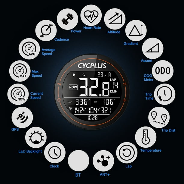CYCPLUS G GPS Cyclisme,Compteur Vélo GPS,Ordinateur de Vélo sans