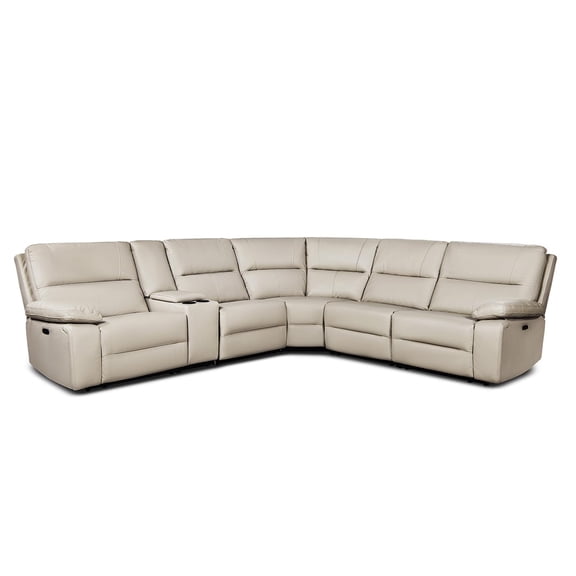 Pemberly Row Modern Power Motion 6 Piece Reclining Sectional with Cup Holders