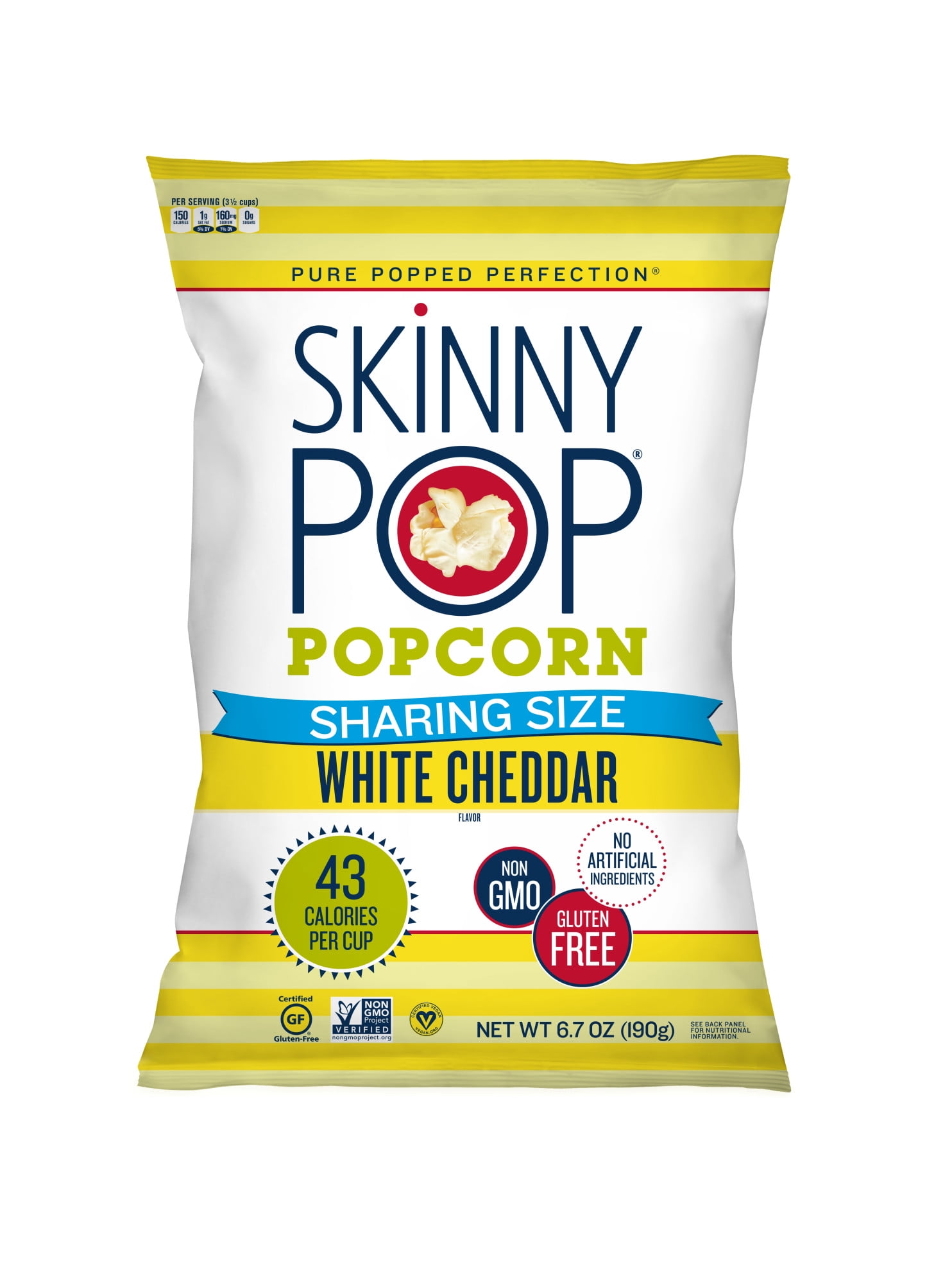 SkinnyPop Popcorn White Cheddar, 6.7oz Sharing Size Bag