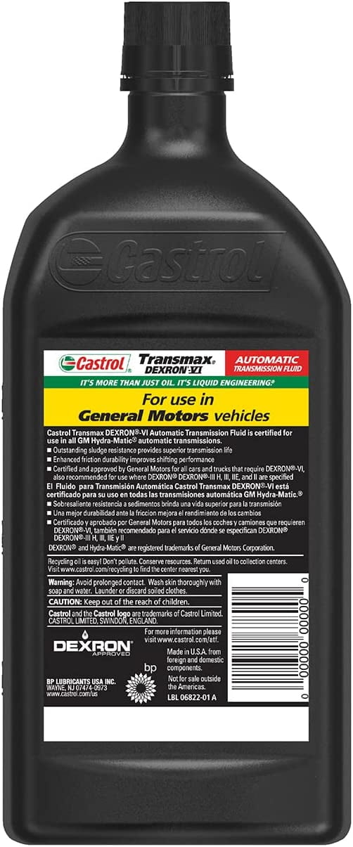 Castrol DEXRON VI Synthetic Transmission Fluids Automatic Transmission Fluid, 1 qt 6 Pack
