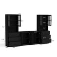 thumbnail image 3 of RichYa Kitchen Pantry Cabinet Set of 4,94" W Buffet Sideboard Coffee Bar with Glass Door Hutch,Modular Storage Cabinets with Shelves & Drawers for Dining Room,Black(CFFC), 3 of 10