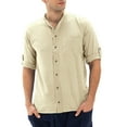 thumbnail image 2 of Cathalem Men's Long Short Sleeve Casual Shirts Button Down Shirt for Men Beach Summer Shirt Button Up Shirt Men Casual(Beige,M), 2 of 5