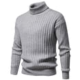 thumbnail image 2 of Styesk Mens Sweater Solid Color Pullover Sweater Cable Knit Turtleneck Sweater Comfy Soft Oversized Sweater Casual Loose Sweaters with Ribbing Edge, 2 of 4
