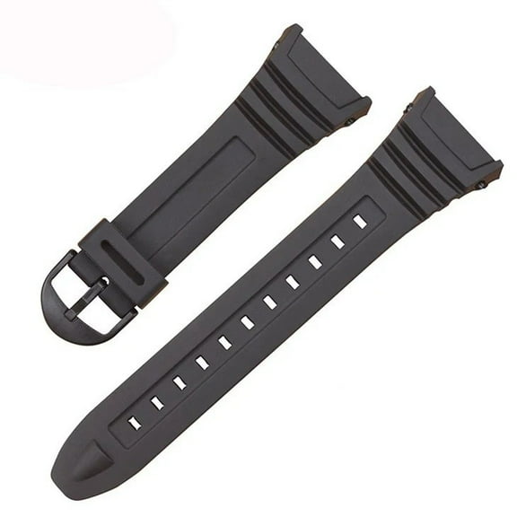18mm Replacement Watch Band fits or compatible with Casio W-96H, Black Resin Strap fit W96 W-96H W96H W-96H-1AV W-96H-3A 2A/4A W-96H-9AV Sport Watch Wristband