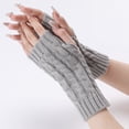 thumbnail image 1 of Nvzi Conjunto de 2 pares de guantes cálidos de punto para el brazo, adecuados para niños y niñas, guantes cálidos de invierno sin pulgares (gris claro), 1 of 5