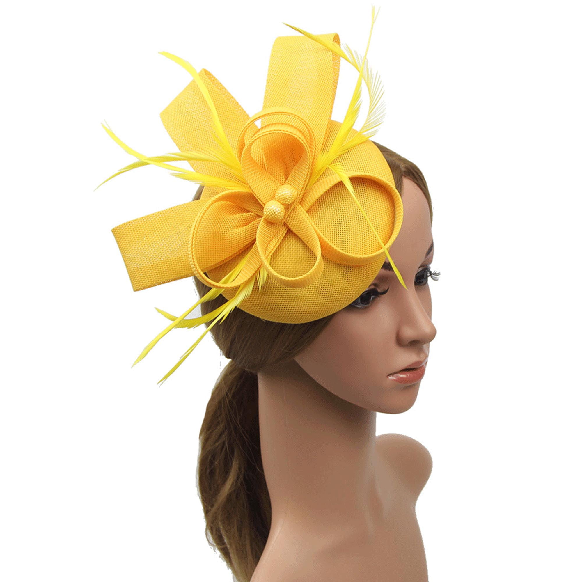 Flower Hair Clip Feathers Small Mini Top Hat Wedding Fascinator Royal Ascot Race 
