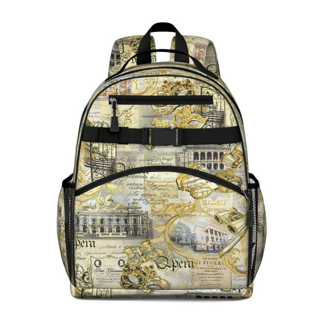 Vintage Travel Student Backpack Adjustable Shoulder Straps Chest Buckle Lightweight Durable School Backpack