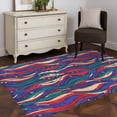 thumbnail image 4 of Tribal Style Washable Area Rugs 4'x6', Abstract Boho Ethnic Feather Leaf Low Pile Throw Living Room Rug Non-Slip Sturdy Edge Binding Carpet for Indoor Entryway Bedside Kitchen, 4 of 9