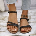 thumbnail image 6 of LOVZFMLL Sandals for Women Ankle Strap Open Toe Flat Sandals Summer Dressy Sandals for Casual Beach Walking Travel Black 7.5, 6 of 9