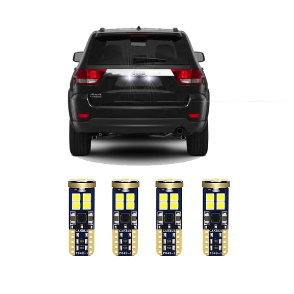 4Pc Car Led License Plate Bulbs for 1999-2013 Jeep Grand Cherokee T10 194 3030-SMD LED Number Plate Light CANBUS White