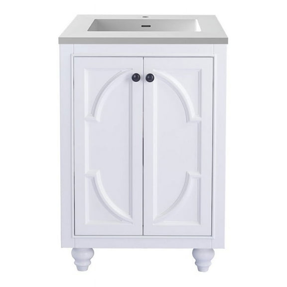 Laviva Odyssey - 24 - White Cabinet   Matte White VIVA Stone Solid Surface Countertop