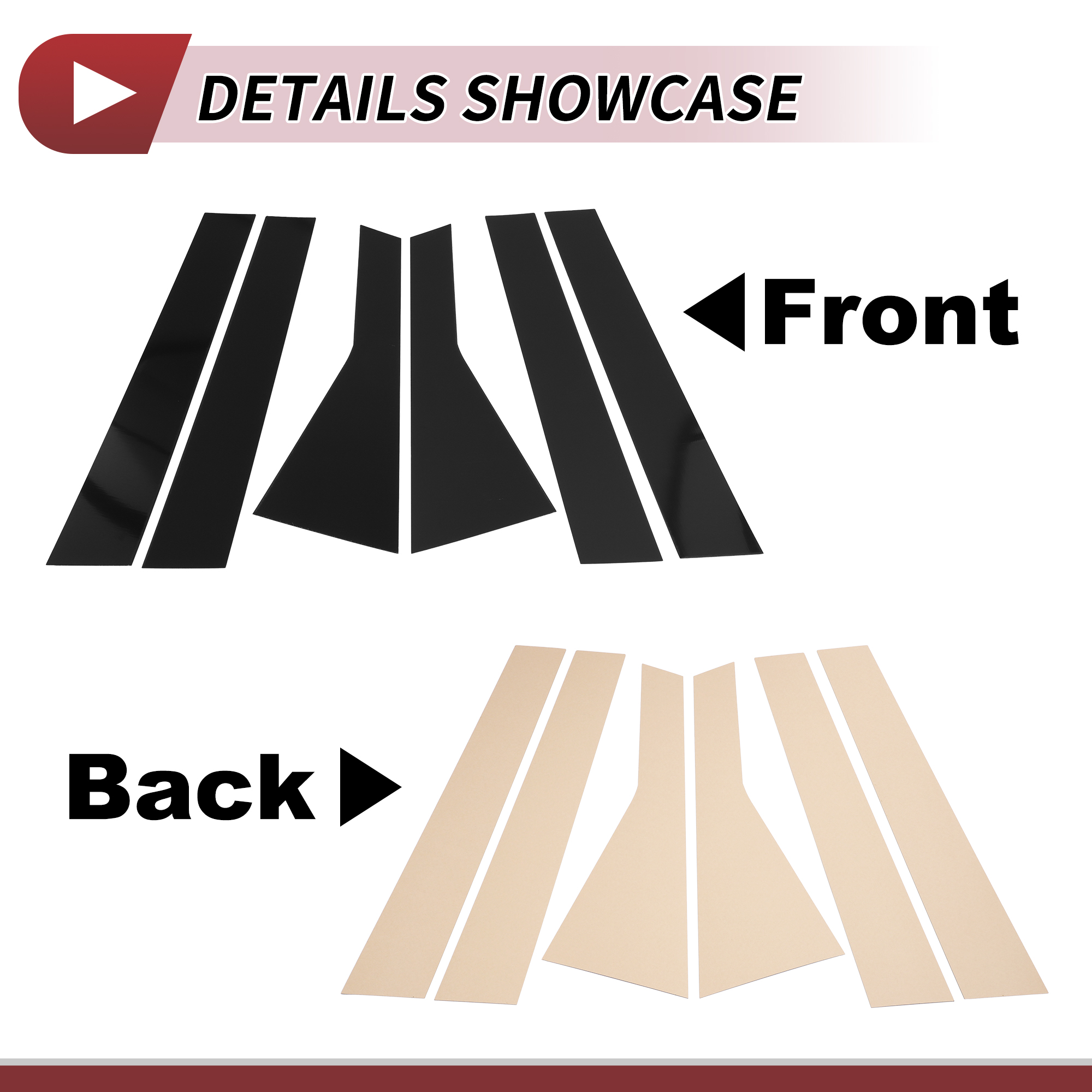 Unique Bargains 6Pcs Door Pillar Window Trim For Nissan Rogue 2021-2023 Black