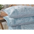 thumbnail image 3 of Thread Connect Powder Blue Velvet Duvet Cover King/Queen Size Comforter Set, Boho Bedding Sheets Crushed Velvet bedding sets Ties Closure, (1 Duvet Cover & 6, 3 of 3