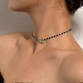 thumbnail image 4 of BR Elegante collar de lazo negro y dorado con cuentas de semillas y gargantilla de perlas - Joyería para mujeres y niñas, 4 of 5