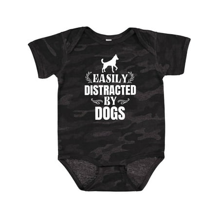

Inktastic Easily Distracted by Dogs Gift Baby Boy or Baby Girl Bodysuit