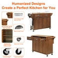 thumbnail image 6 of Rolling Kitchen Island Cart with Large Storage Cabinet on Wheels, Solid Rubberwood Countertop with Drop Leaf, Greenguard Gold Certified, 4-Droors, 2 Drawers, Spice Rack, Towel Holder, 6 of 14