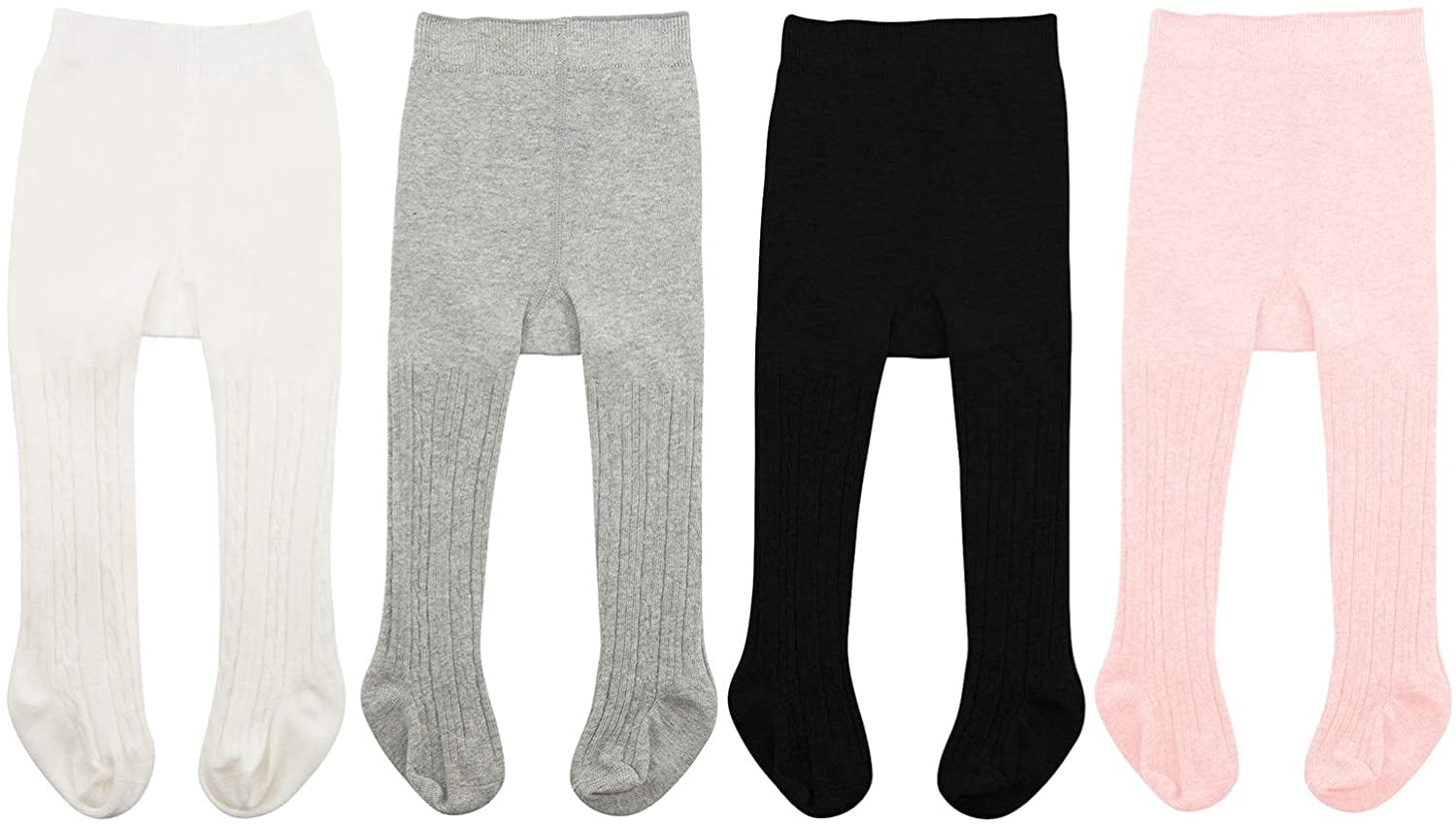 4 Pack Baby Toddler Girls Cotton Cable Knit Tights Pantyhose Bow-knot Leggings Stocking Pants