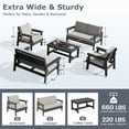 thumbnail image 3 of KINGYES 7PC Outdoor Conversation Set, All-Weather HDPE Patio Sofa Set with Cushions, 2 Armchairs, 2 Loveseats & Coffee Table for Patio, Porch, Backyard, Grey Frame with Khaki Cushion, 3 of 6
