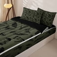 thumbnail image 3 of Homewish Gothic Skeleton Zipper Twin Comforter Sets with Fitted Sheet and 2 Pillowcases for Kids, Green Moth Mushroom Floral Skull Zipper Bedding Set, Black Reversible, 4pcs, 3 of 6