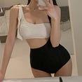 thumbnail image 6 of kamemir Plus Size Swimsuit or Women Two Piece Tankini Swimsuits for Women Tummy Control Bathing Suits Cutout Back Swim Tank Top with High Waisted Bottom(White,M), 6 of 6