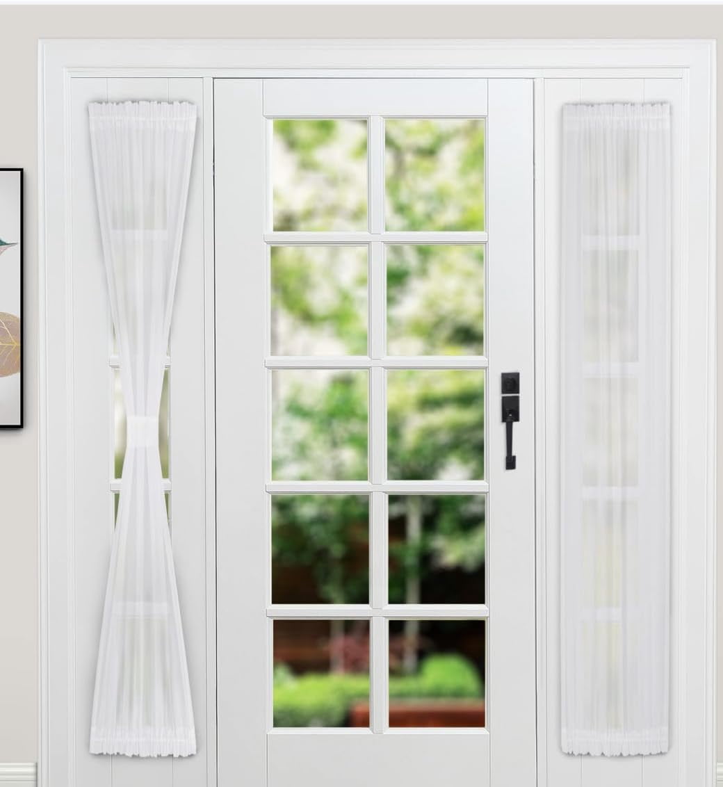 NestE - 2 Pack Screwed Sash Curtain Rod Adjustable 9-12 Inch, 3/8 In. Diameter, Mini Sidelight Window Rod (White)