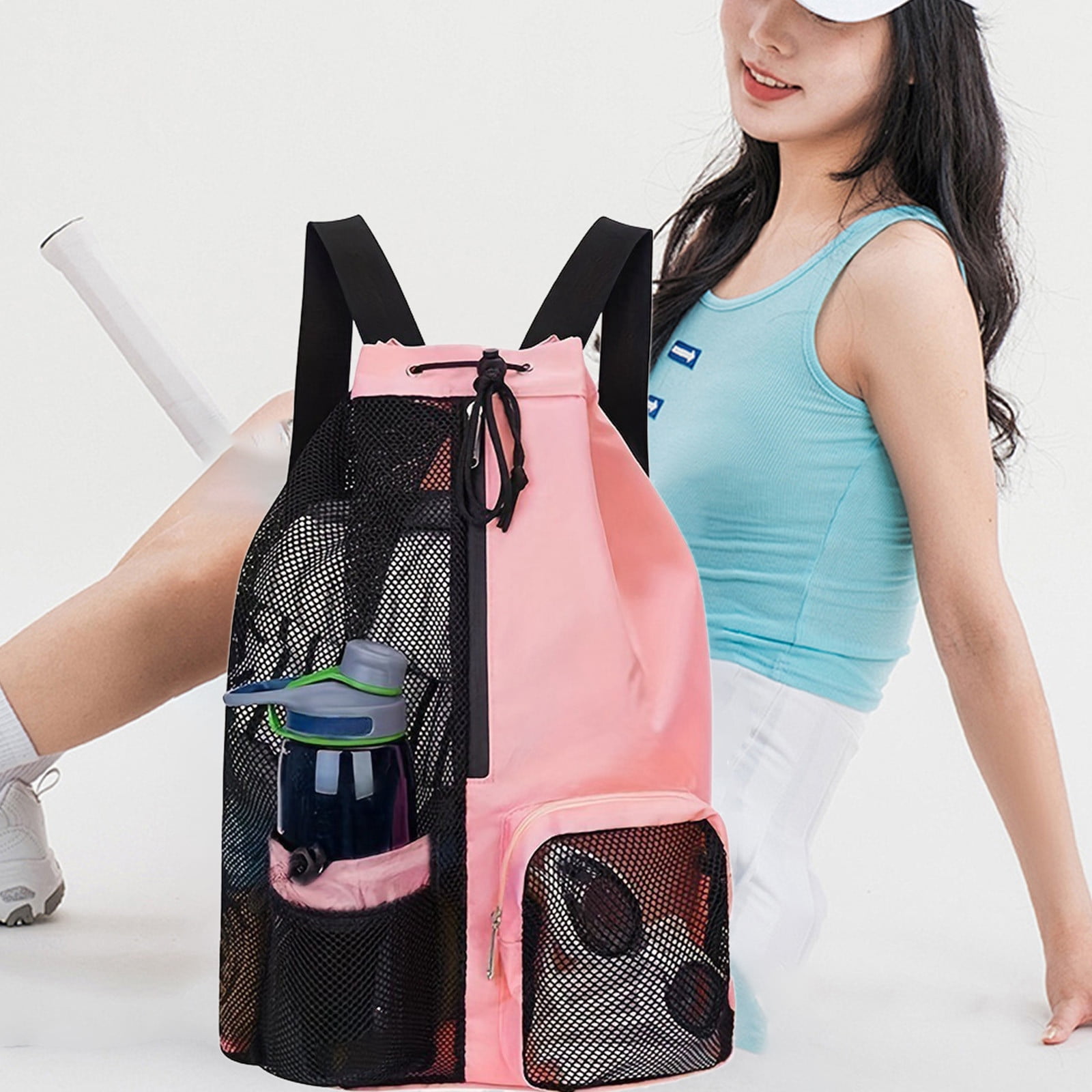 Sac De Natation Pliable En Maille Avec Cordon De Serrage Et