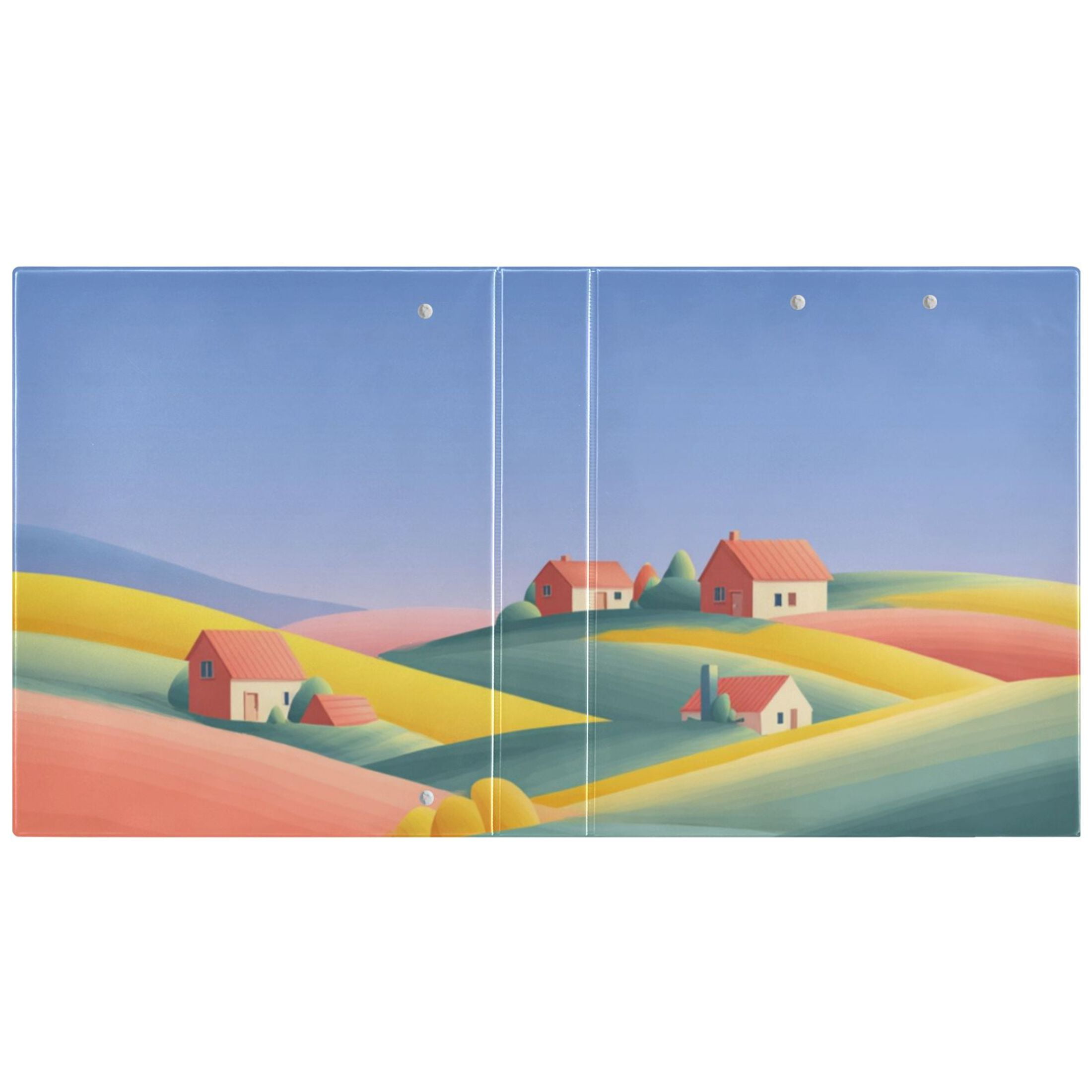Hard Shell Ring Binder With Clip Holds 200 Sheets Office Home Organization Abstract Flat Landscape