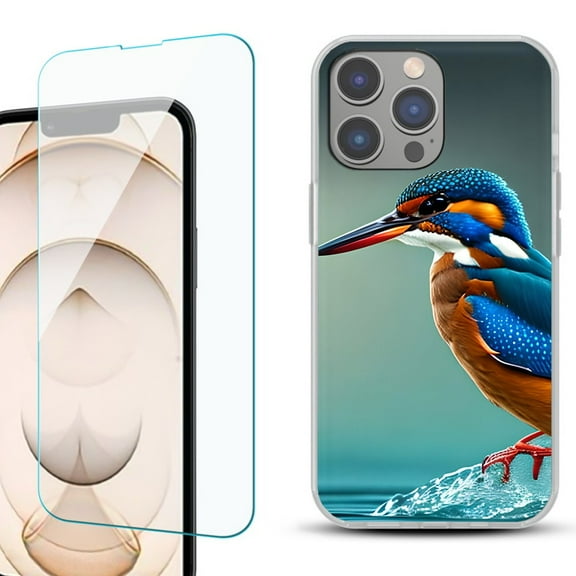 OneToughShield ® for iPhone 15 Pro Shockproof Phone Case, with Tempered Glass Screen Protector - Kingfisher