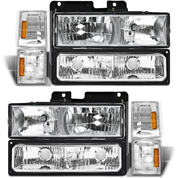 Automotive Headlight Assembly Pair for 1994-1998 GMC Sierra/Yukon/Suburban, for 1994-1998 obs GMC C10 full size Pickup truck Car Front Headlamp Assembly Replacement (without Bulbs)