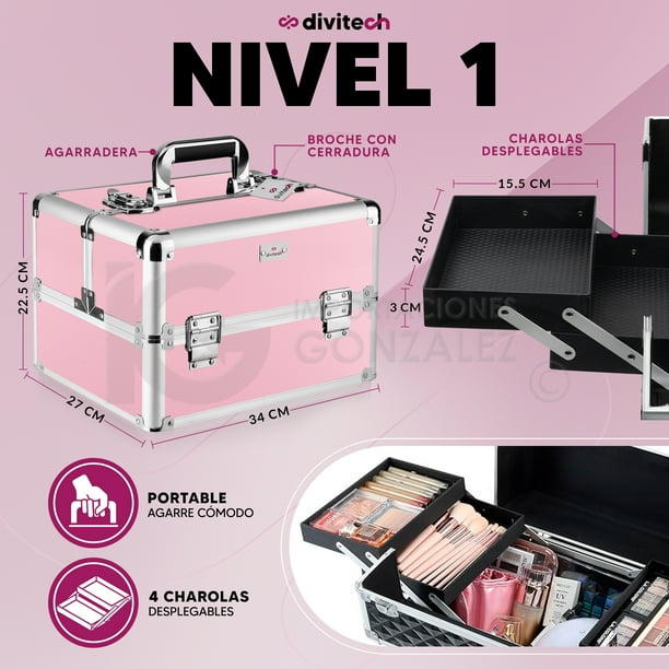 Neceser Cosmetiquera Divitech® Profesional Rosa Claro Walmart en