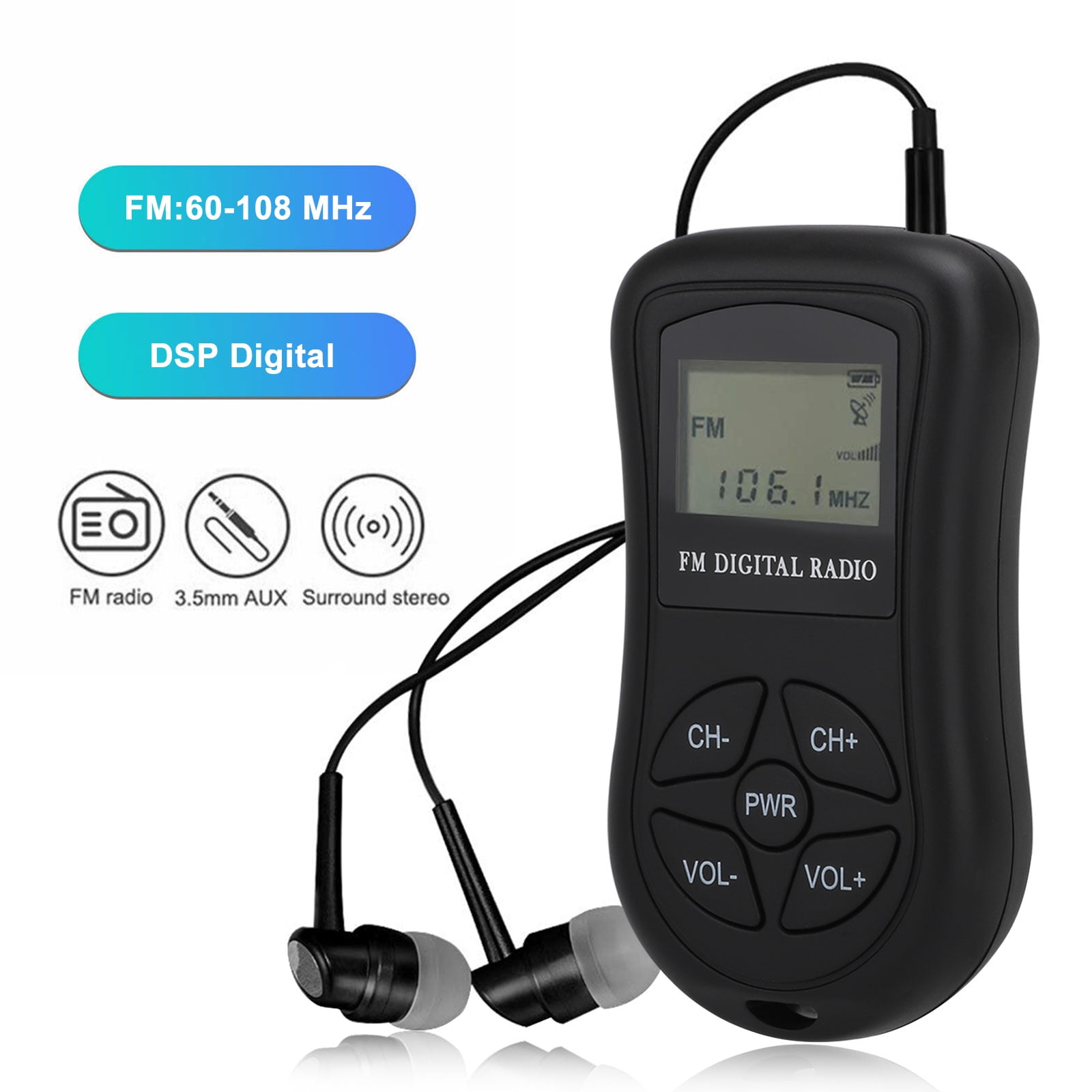 Am Fm Pocket Portable Radio Analog Transistor and Led Flashlight Emergency Storm 