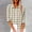 Beige, variant on Blmnix Womens Button Down Shirts Beige Peasant Plaid Women Long Sleeve Tops V-Neck Long Sleeve Shirts