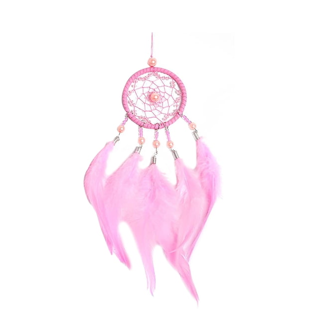 Beads Dream Catcher Adorno para colgar en el coche Pluma Borla Atrapasueños Decoración de pared, Rosa kenally JJ17539-01