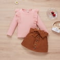 thumbnail image 2 of Toddler Baby Girls Fall Clothes Outfits Long Sleeve Knitted Sweater Tops Pleated Skirt Set Solid Color Knitted Pullover Top Short Skirt Set Autumn Winter Clothes Set, 2 of 6