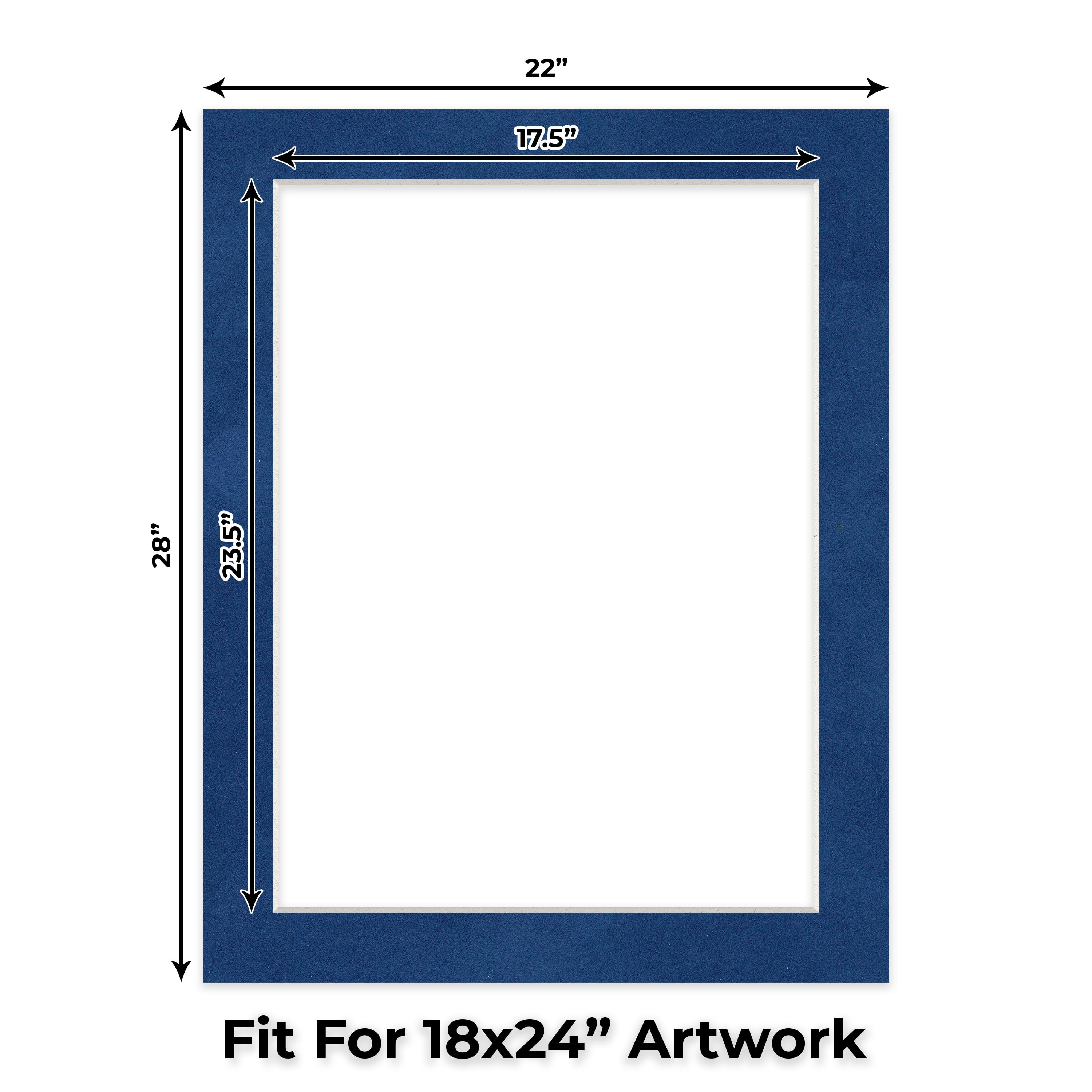 Brooke Blue Suede Picture Frame Mat for 22x28 Frames - Fits 18x24 Photos - 1 Mat