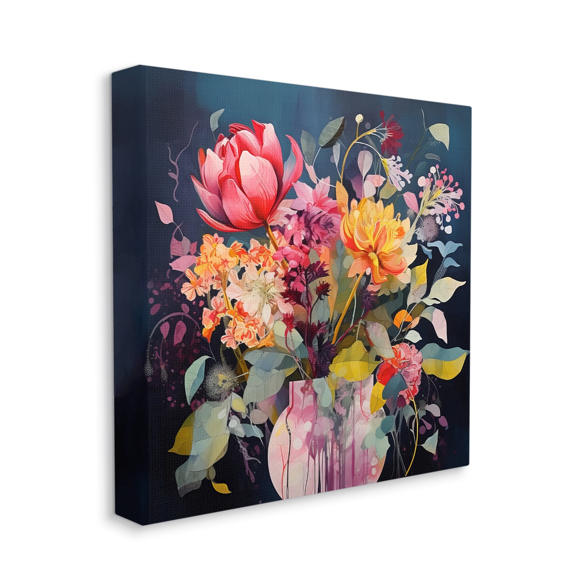 Stupell Industries Busy Modern Blooms Botanical & Floral Painting Gallery Wrapped Canvas Art Print Wall Art, 17 x 17