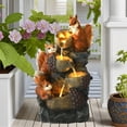 thumbnail image 6 of Magic Union Outdoor Water Fountain, Waterfall Indoor Outside Cascading Rock Fountain Garden Decor with Squirrels Decorations, 3 Pinecone-Shaped Rocks Patio Resin Fountains for Yard, Porch and Home, 6 of 8