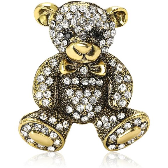 Cute Rhinestone Small Bear Brooch Pins For Women Men Dainty Crystal Bowknot Animal Enamel Corsage Scarf Clips Clothing Shawl Badge Lapel Collar Brooch Fashion Christmas Holiday Birthday Jewelry Gifts