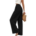 thumbnail image 4 of Womens Pants summer Wide Leg Cotton Linen pants Casual Loose Lightweight palazzo Pant vacation Travel Outfits, 4 of 5