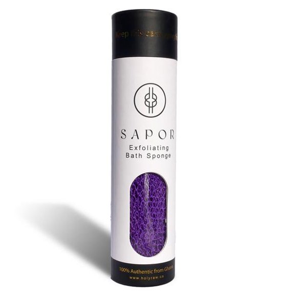 SAPOR - Éponge Exfoliante Ghanéenne pour le Bain Corporel - Violet Holy Raw