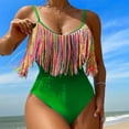 thumbnail image 4 of Homenesgenics Swim Suits for Women 2026 Tankini Bikini Two Piece Women's Sexy Tassel Fashion Suspender Bikini Green M, 4 of 7