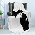 thumbnail image 4 of Michigan Soft Flannel Fleece Blanket, Abstract Black Silhouette Map of Michigan Geography Cartography Themed Print, Cozy Plush for Indoor and Outdoor Use, 70" x 90", Black and White, by Ambesonne, 4 of 5