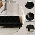 thumbnail image 3 of Convertible Sofa Bed with Adjustable Backrest, Velvet Upholstery, Black, 66 Inch Length, 50 lbs Weight, 2-Seater, Tufted Design for Living Room Bedroom Apartment Office, 3 of 6