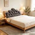 thumbnail image 4 of Cloud Shaped Ruffle Headboard Pillow Button Tufted Plush Reading Backrest Bolster Cushion For Bedroom Bed Decor(GY1-100cm), 4 of 4